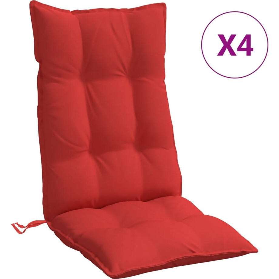 vidaXL - Stoelkussens - 4 - st - hoge - rug - oxford - stof - rood vidaXL - Stoelkussens - 4 - st - hoge - rug - oxford - stof - rood afbeelding 1