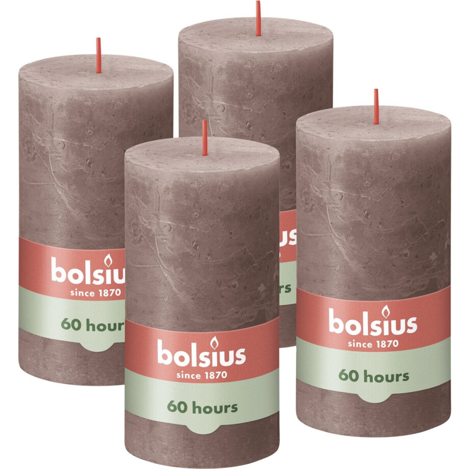 Bolsius - Rustieke Kaars - 4 Stuks - Taupe - 13cm Bolsius - Rustieke Kaars - 4 Stuks - Taupe - 13cm afbeelding 1