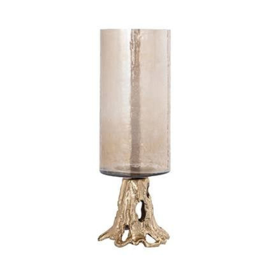 PTMD Windlicht Quers - 13x13x37 cm - Glas - Champagne afbeelding 1