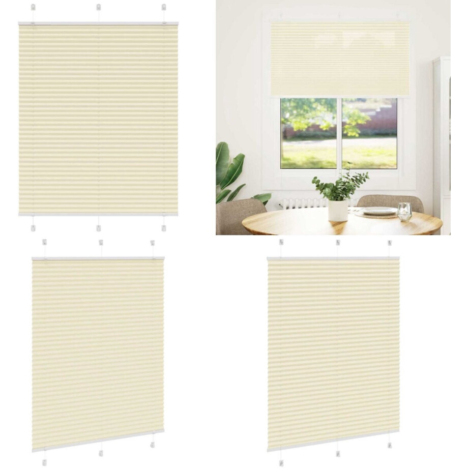 vidaXL Plissé rolgordijn 105x100cm stofbreedte 104,4cm polyester crème - Plisségordijn - Geplooide Jaloezieën - Geplooide Zonwering - Plisse Blind afbeelding 1