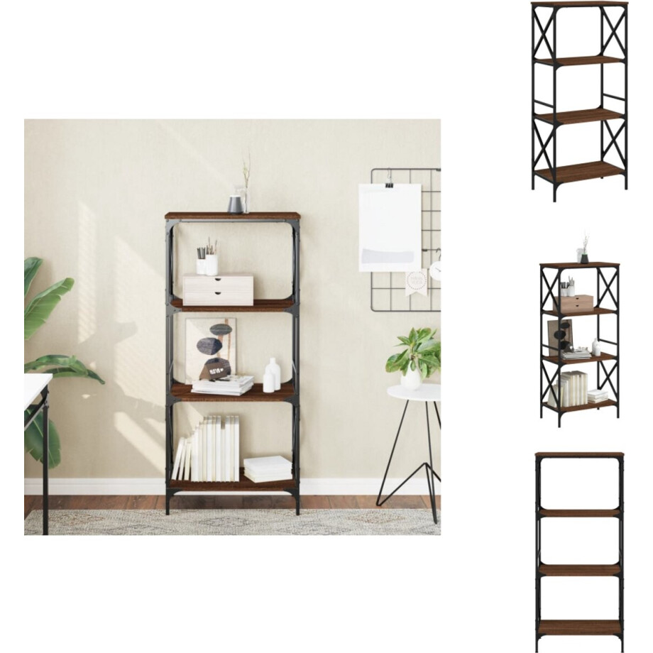 vidaXL Boekenkast - Boekenkasten - Boeken Plank - Schappenkast - Boekenkast 4-laags 59x35x132 cm bewerkt hout bruin eikenkleur afbeelding 1