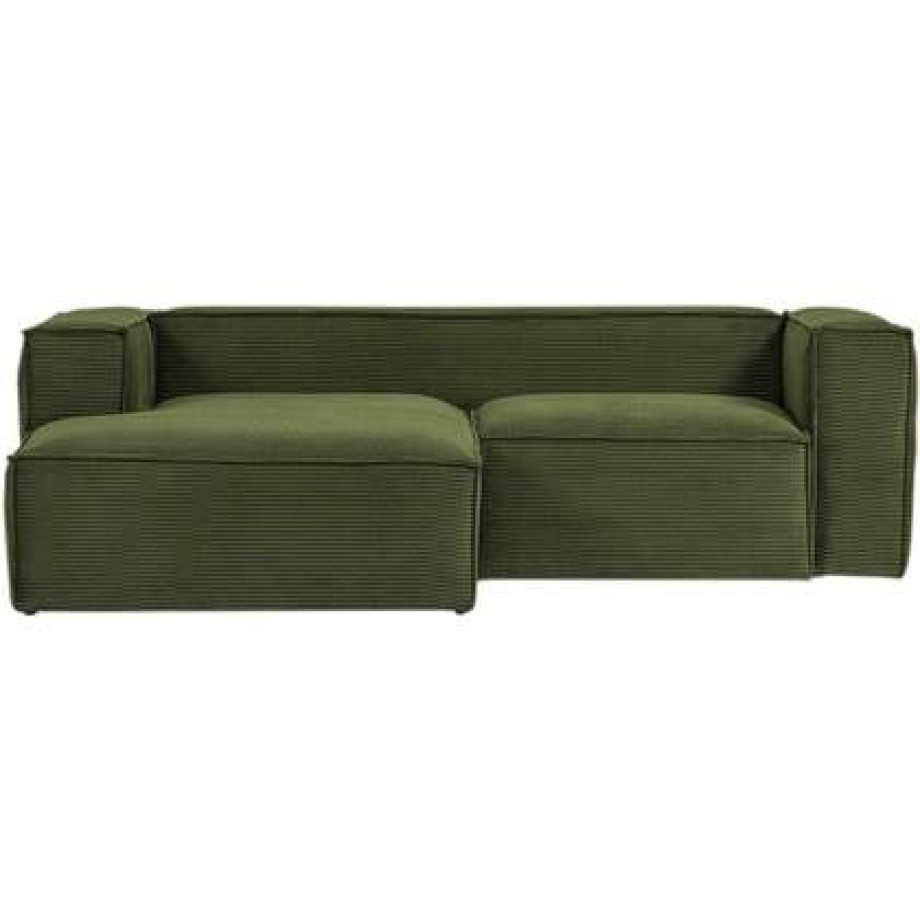 Kave Home Blok Chaise Longue Links - Donkergroen - Rib afbeelding 1