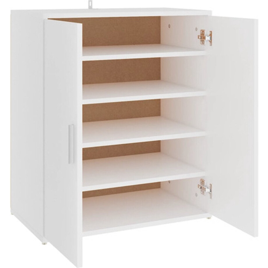 vidaXL - Schoenenkast - 60x35x70 - cm - bewerkt - hout - wit vidaXL - Schoenenkast - 60x35x70 - cm - bewerkt - hout - wit afbeelding 1