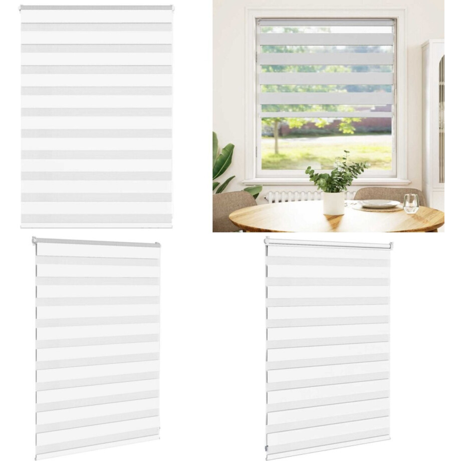 vidaXL Zebra Blind 105x100 cm stofbreedte 100,9 cm polyester wit - Zebra Jaloezie - Zebra Jaloezieën - Zebra Rolgordijn - Dubbel Rolgordijn vidaXL Zebra Blind 105x100 cm stofbreedte 100,9 cm polyester wit - Zebra Jaloezie - Zebra Jaloezieën - Zebra Rolgordijn - Dubbel Rolgordijn afbeelding 1