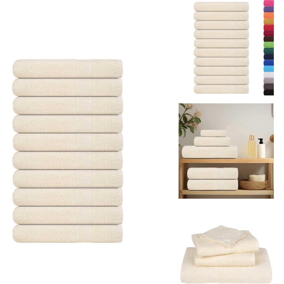 vidaXL Sauna Handdoek - Sauna Handdoeken - Handdoek - Handdoek Met Ophanglus - Saunahanddoeken 10 st 80x200 cm 360 g/m² 100% katoen crème afbeelding 1