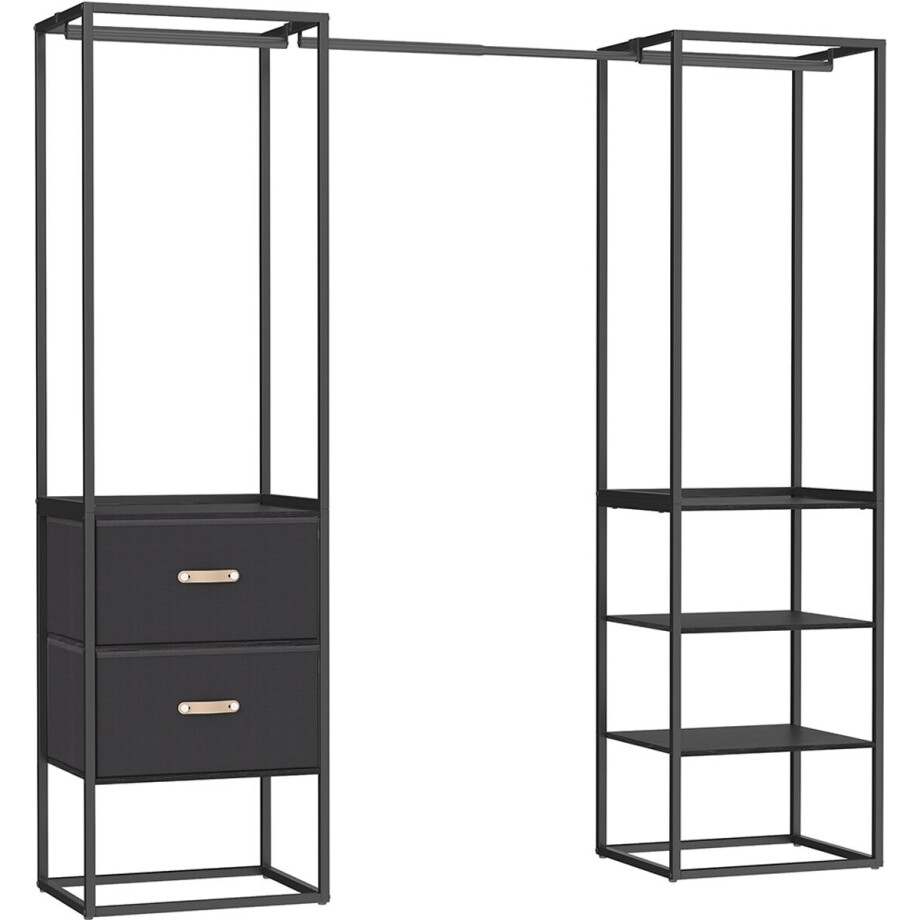 Kledingrek - Met 2 Lades - Zwart – Functioneel en Stevig afbeelding 1