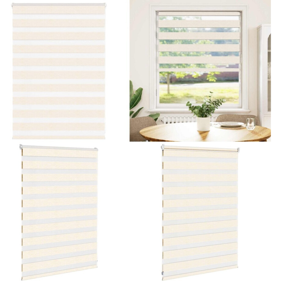 vidaXL Zebra rolgordijn 95x100 cm stofbreedte 90,9 cm marmerbeige - Zebra Jaloezie - Zebra Jaloezieën - Zebra Rolgordijn - Dubbel Rolgordijn afbeelding 1