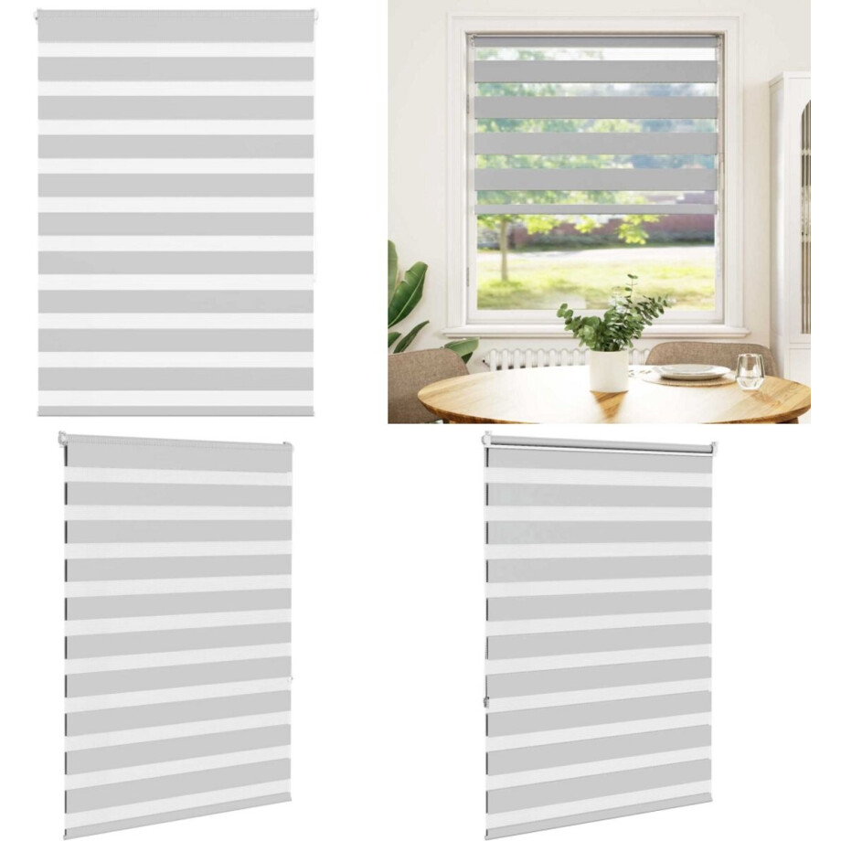 vidaXL Zebra rolgordijn 105x150 cm stofbreedte 100,9 cm lichtgrijs - Zebra Jaloezie - Zebra Jaloezieën - Zebra Rolgordijn - Dubbel Rolgordijn afbeelding 1