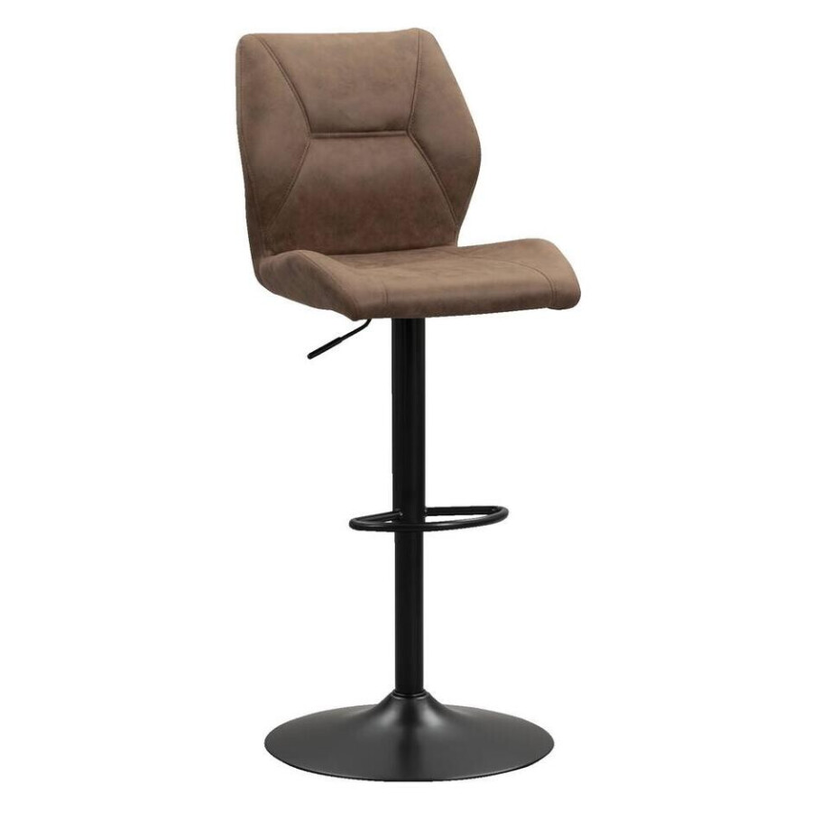 Leen Bakker - Barkruk Jesse - Verstelbaar - Cognac - Stof/Lederlook - Bruin afbeelding 1