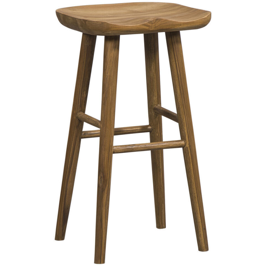 Leen Bakker - Barkruk Wout - Teakhout - Bruin - 31x40x74 Cm afbeelding 1