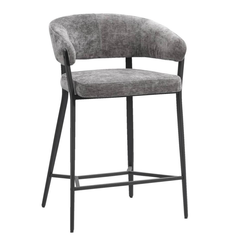 2e Halve Prijs Leen Bakker - Barkruk Liv - Stof - Grijs - 55.5x56x88 Cm 2e Halve Prijs Leen Bakker - Barkruk Liv - Stof - Grijs - 55.5x56x88 Cm afbeelding 1