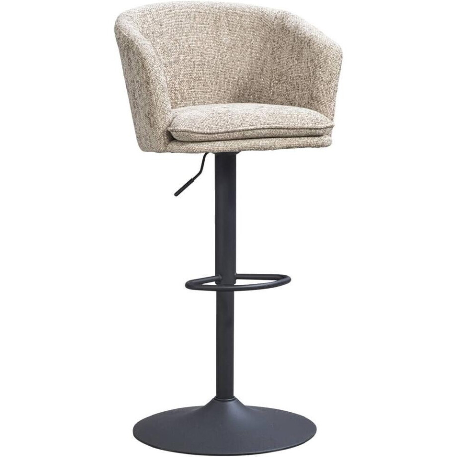 2e Halve Prijs Leen Bakker - Barkruk Willow - Stof/Staal - Beige - 56.5x56x93 Cm afbeelding 1