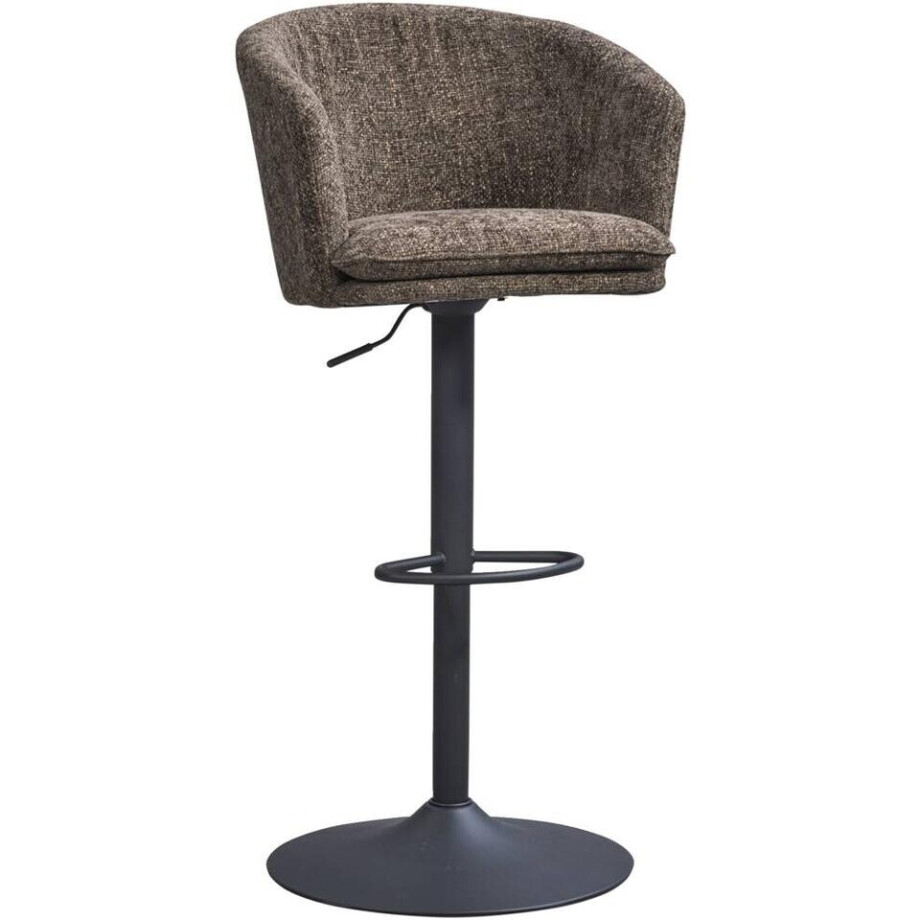 2e Halve Prijs Leen Bakker - Barkruk Willow - Stof/Staal - Bruin - 56.5x56x93 Cm afbeelding 1