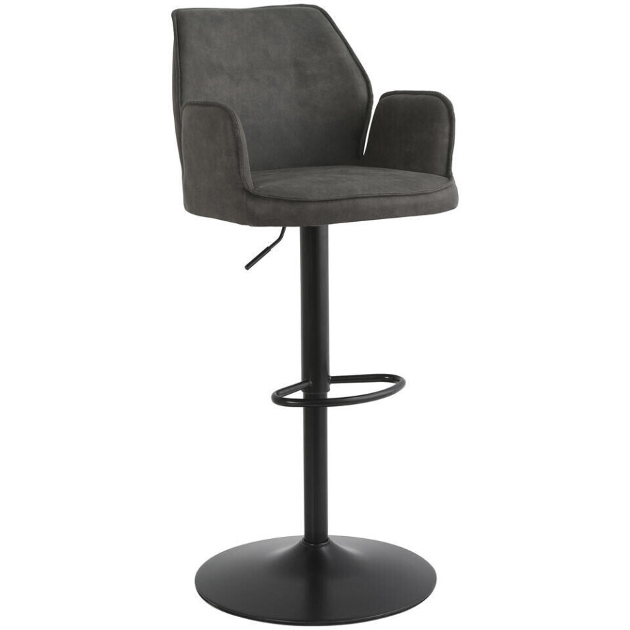 Leen Bakker - Barkruk Raffy - Antraciet - Stof - Grijs - 50x60x90 Cm afbeelding 1