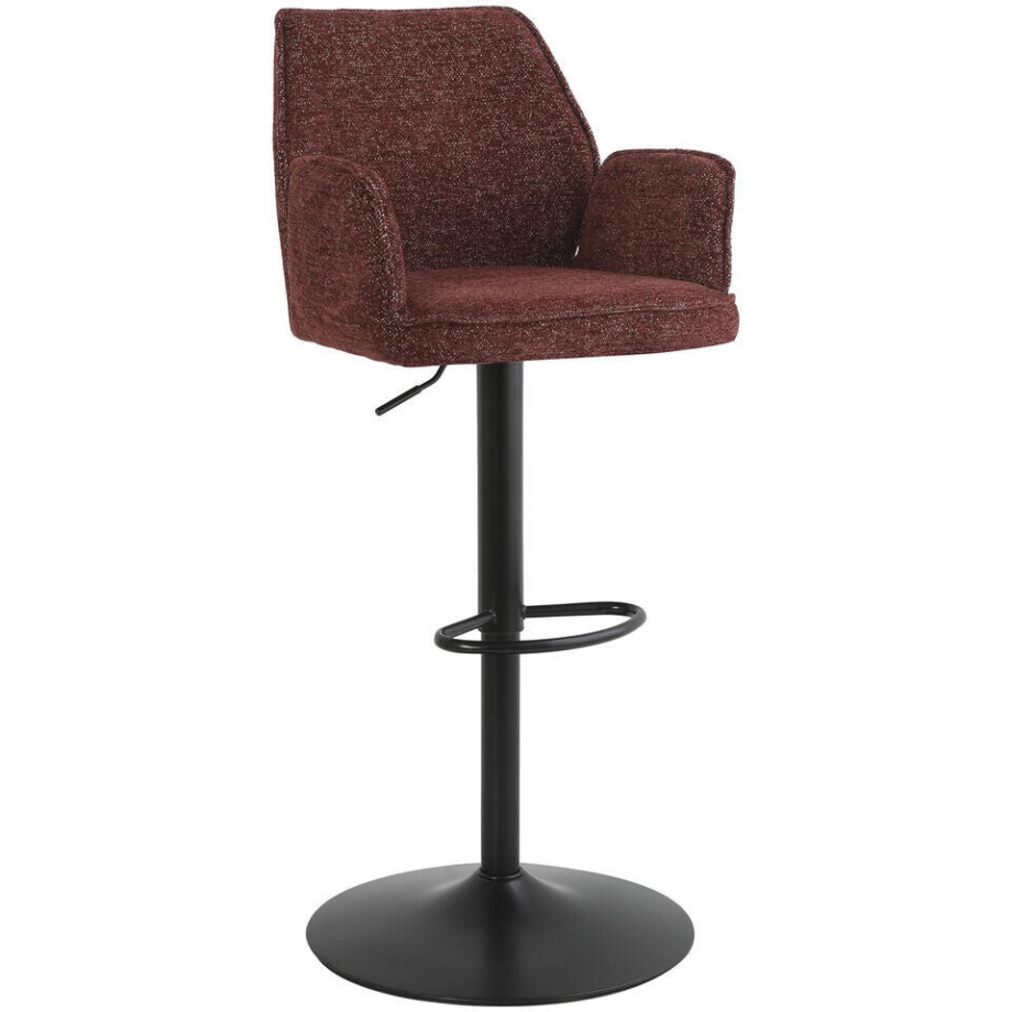 2e Halve Prijs Leen Bakker - Barkruk Raffy - Wijn - Stof - Rood - 50x60x90 Cm afbeelding 1