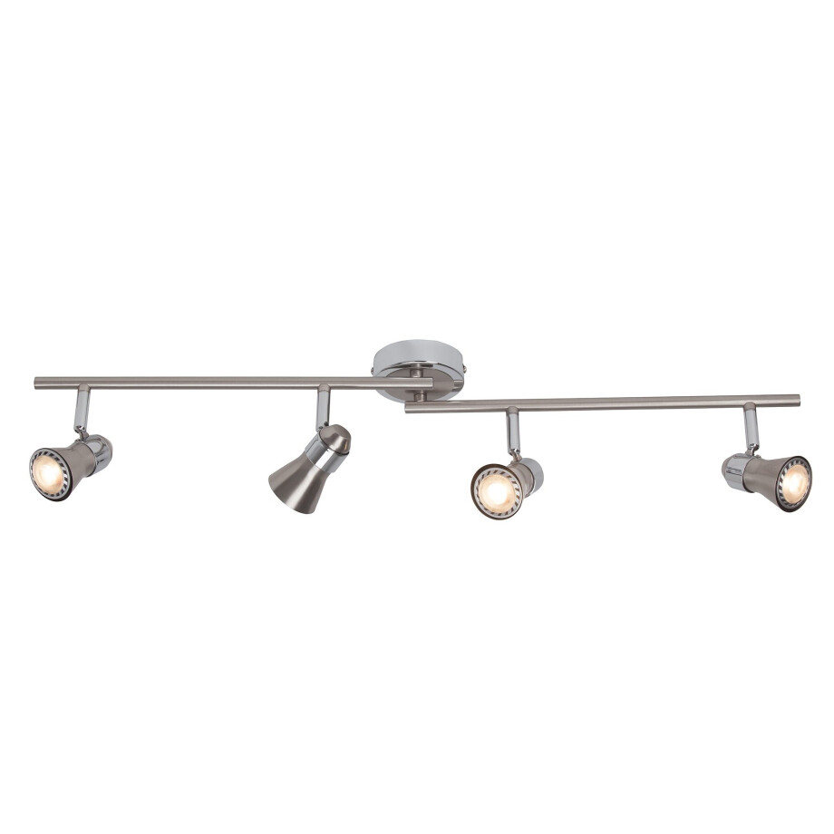 Brilliant Leuchten LED plafondspot Sanny Led spotrail 4 fittingen ijzer/chroom, 15,5 cm hoogte, GU10 max. 7W, metaal afbeelding 
