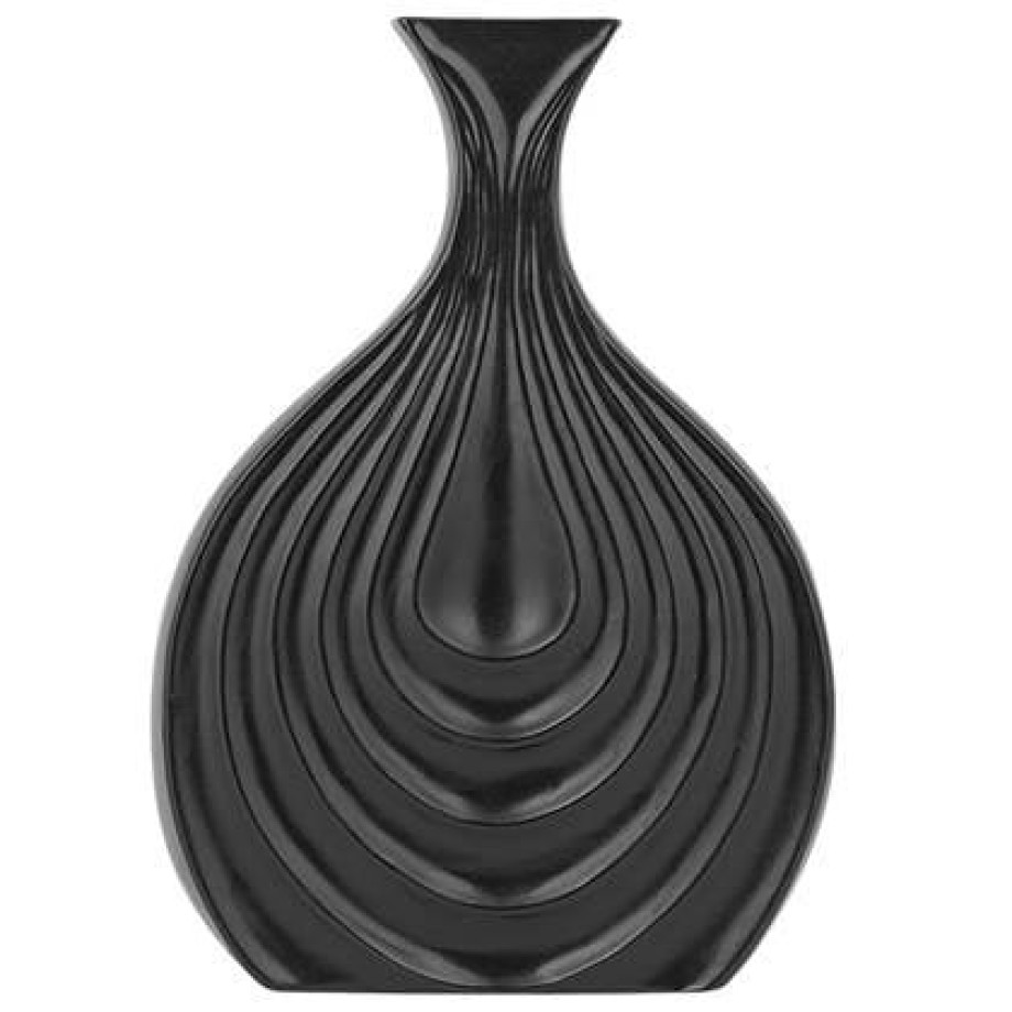 Beliani - THAPSUS - Decoratieve vaas - Zwart - 25 cm - Keramiek afbeelding 1