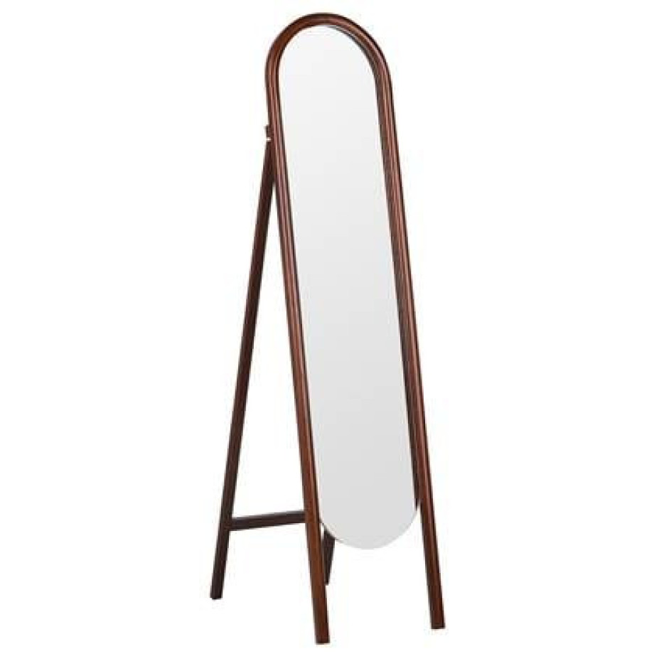 Beliani-CHELLES -Staande spiegel-Donkere houtkleur-Paulowniahout afbeelding 1