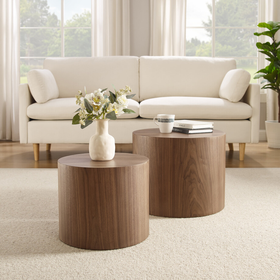 Artistiq Salontafel 'Jolyn' Set van 2 stuks, kleur Walnoot afbeelding 1