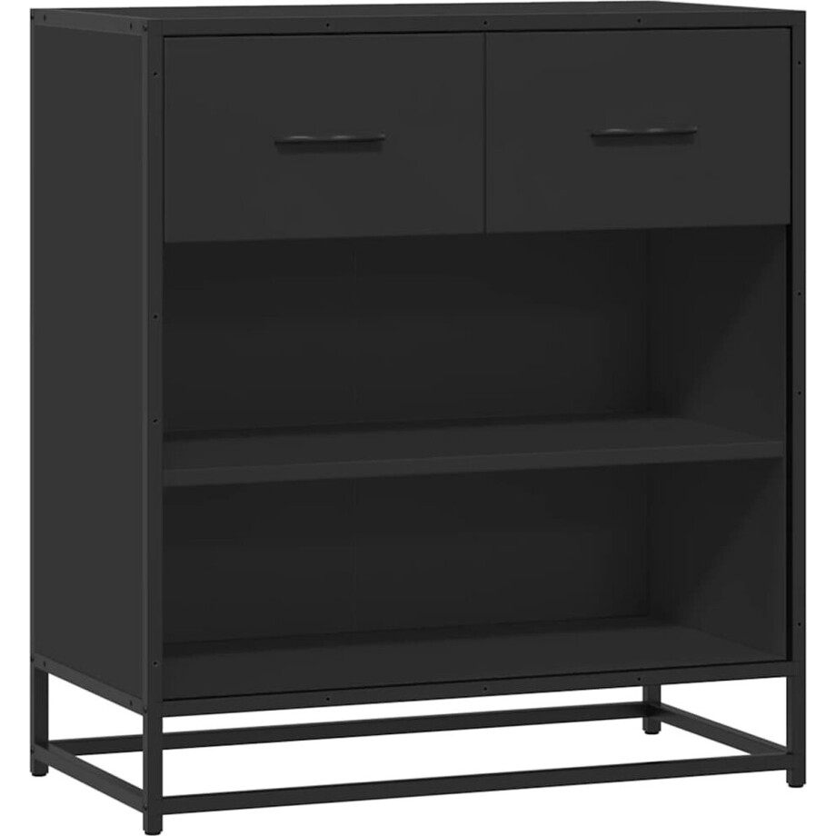 vidaXL - Dressoir - 68x35x76 - cm - bewerkt - hout - zwart afbeelding 1