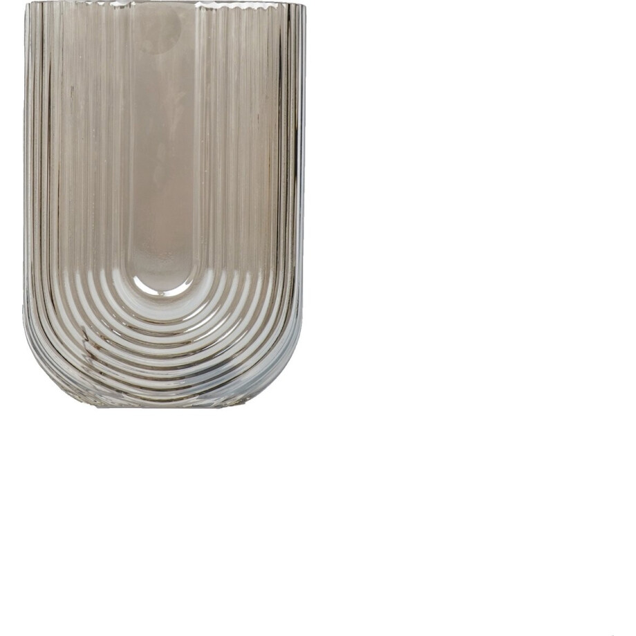 HV Geribbelde U-vorm Vaas-Zwart - 17x8x23cm afbeelding 1