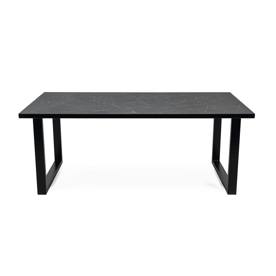 Stalux Eettafel 'Joop' 240 x 100cm, kleur zwart / zwart marmer afbeelding 