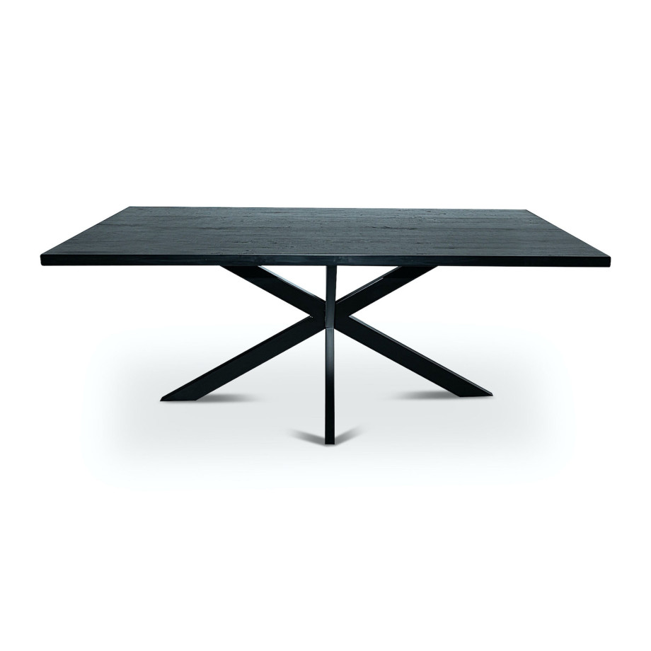 Stalux Eettafel 'Gijs' 200 x 100cm, kleur zwart / zwart eiken afbeelding 