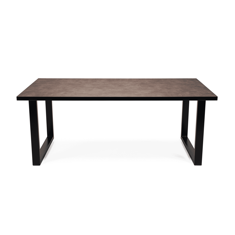 Stalux Eettafel 'Joop' 200 x 100cm, kleur zwart / lederlook bruin afbeelding 