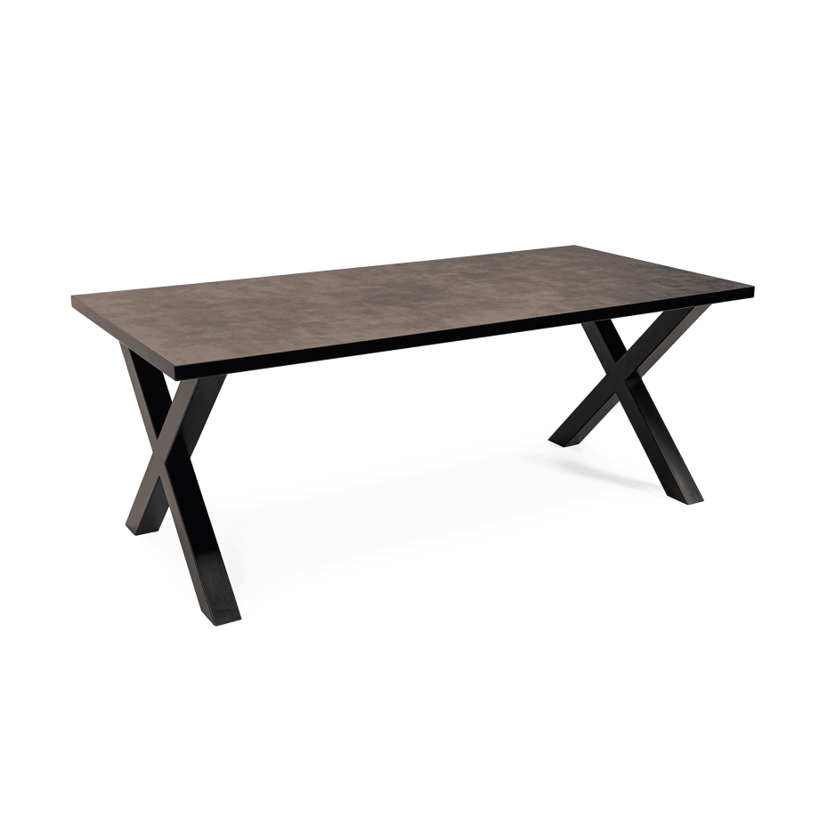 Stalux Eettafel 'Roos' 240 x 100cm, kleur zwart / lederlook bruin afbeelding 