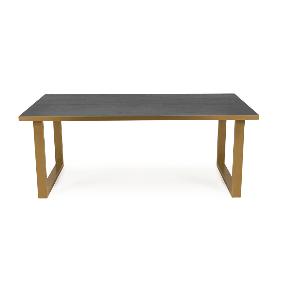 Stalux Eettafel 'Joop' 200 x 100cm, kleur goud / zwart eiken afbeelding 