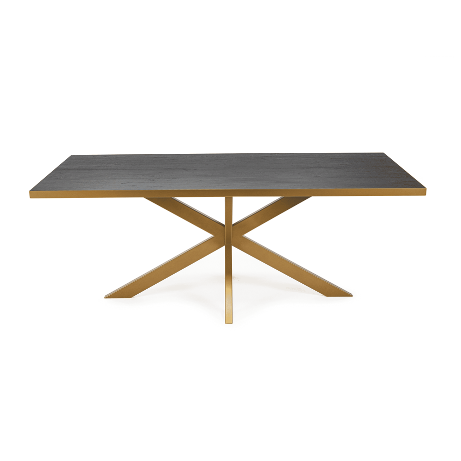 Stalux Eettafel 'Gijs' 200 x 100cm, kleur goud / zwart eiken afbeelding 