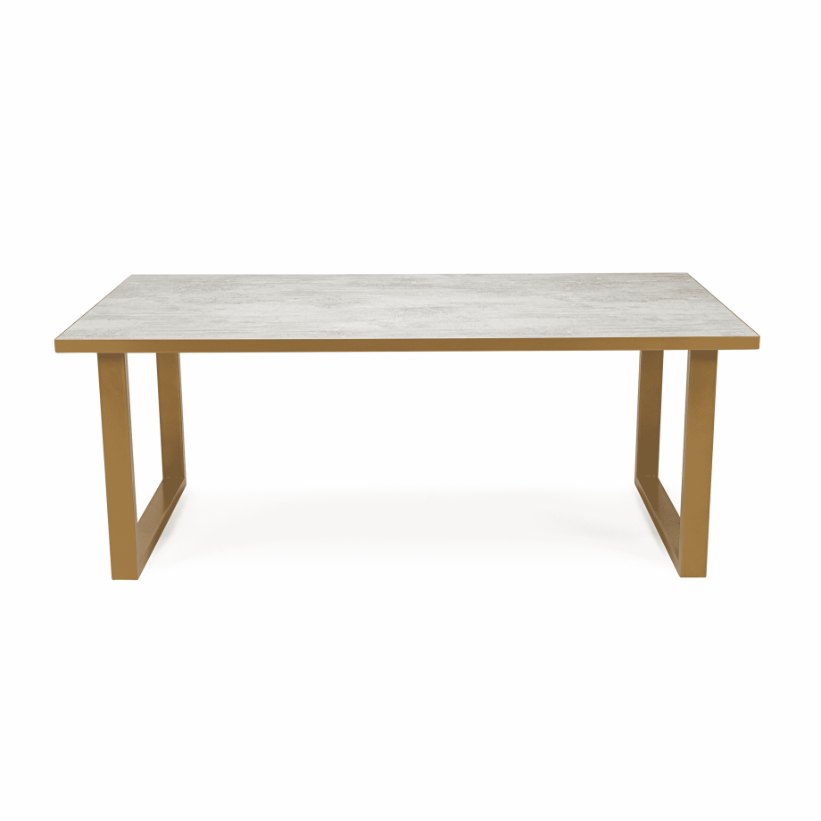 Stalux Eettafel 'Joop' 240 x 100cm, kleur goud / beton afbeelding 