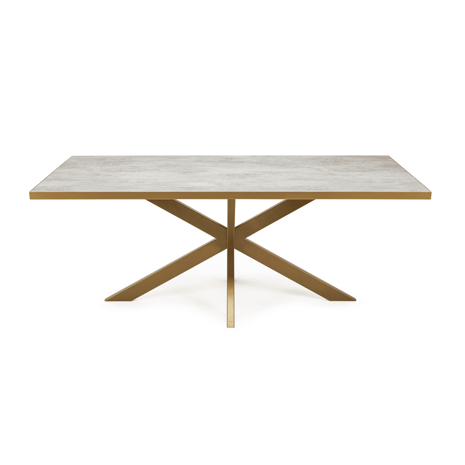 Stalux Eettafel 'Gijs' 200 x 100cm, kleur goud / beton afbeelding 