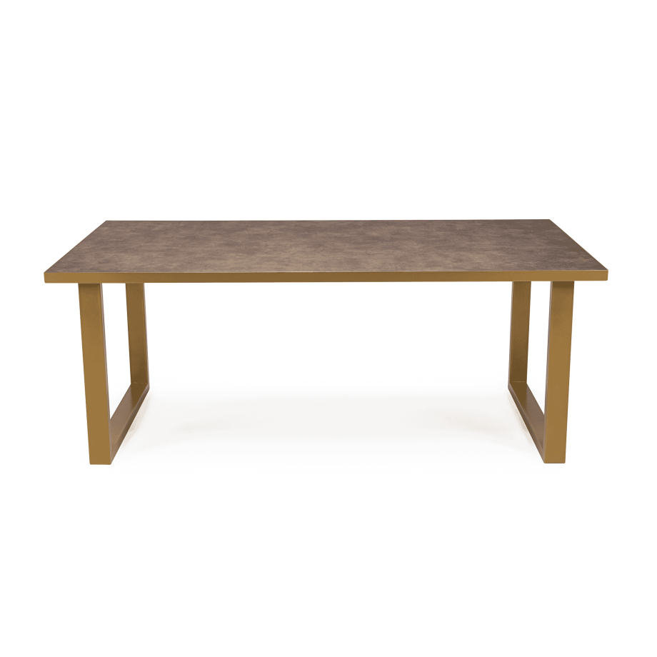 Stalux Eettafel 'Joop' 200 x 100cm, kleur goud / lederlook bruin afbeelding 