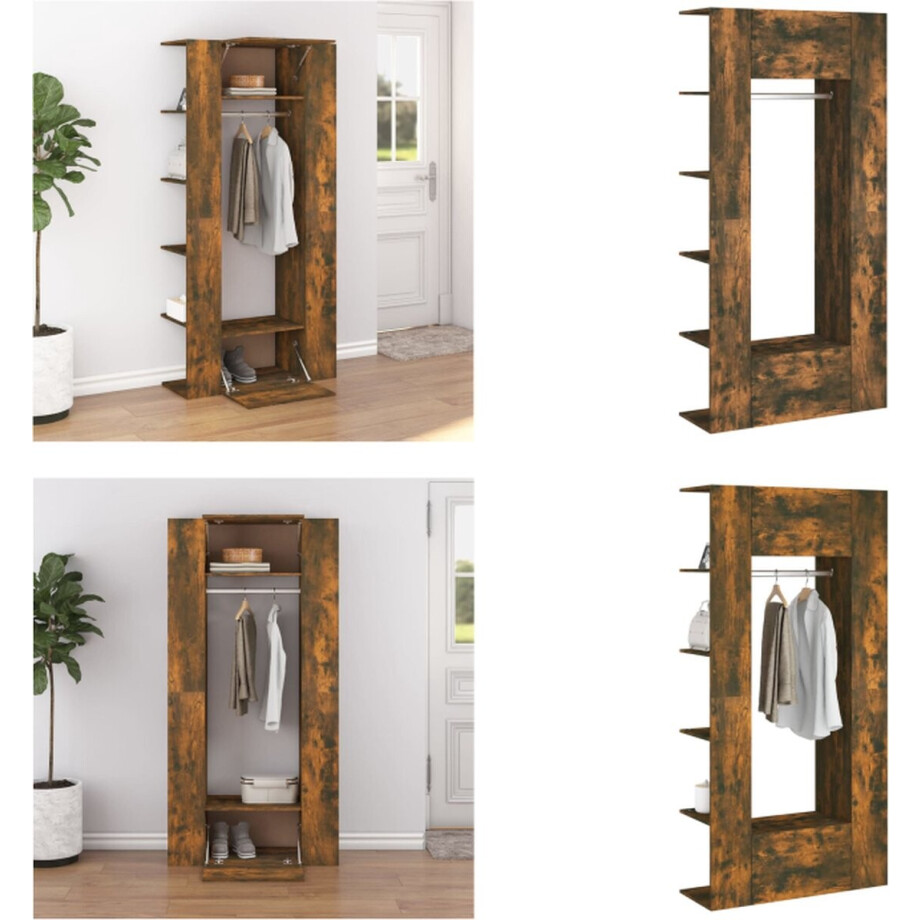 vidaXL - Gangkasten - 2 - st - bewerkt - hout - gerookt - eikenkleurig vidaXL - Gangkasten - 2 - st - bewerkt - hout - gerookt - eikenkleurig afbeelding 1