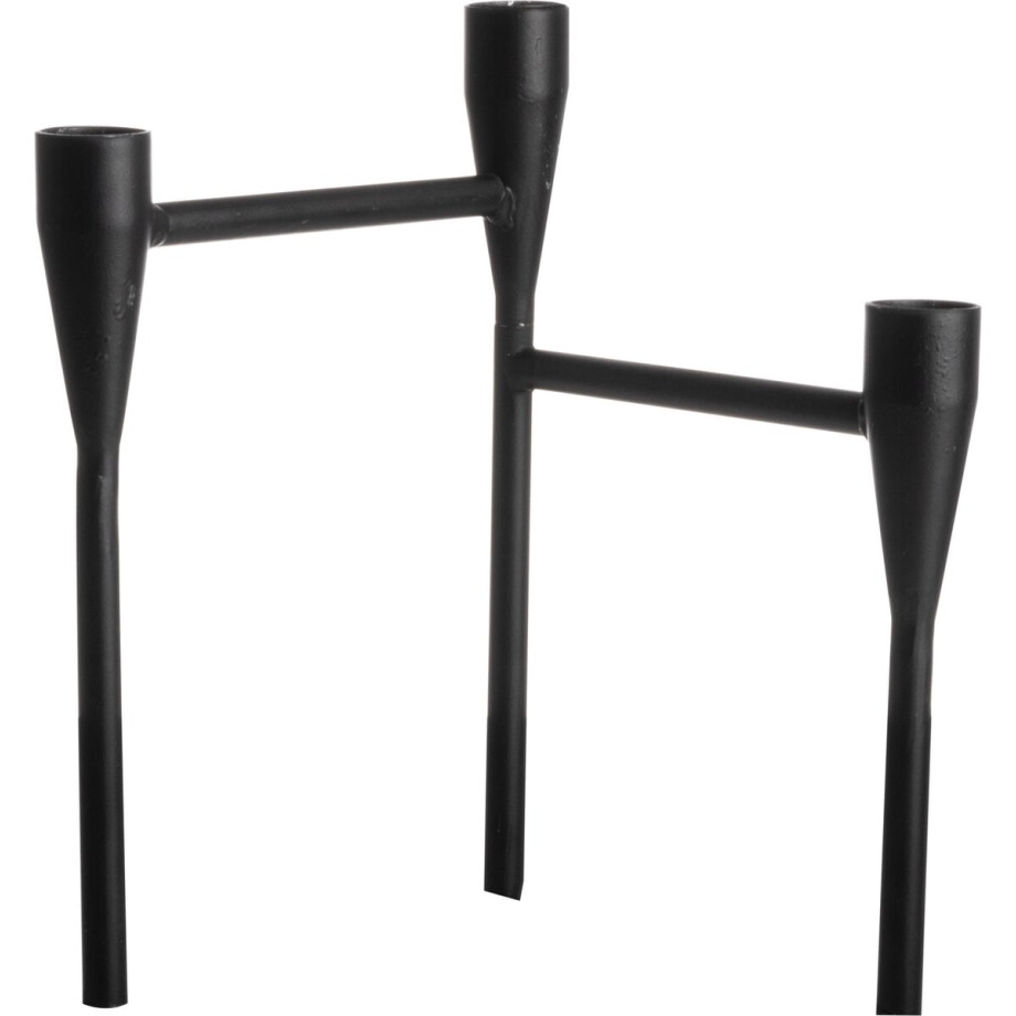 Gusta - Kandelaar - Zwart - Metaal - 3 dinerkaarsen - 16x16x21,3cm afbeelding 1