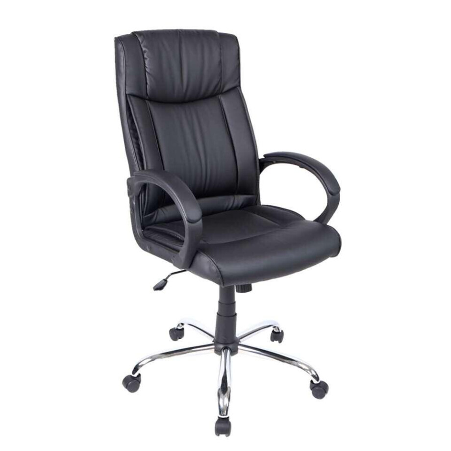 Leen Bakker - Bureaustoel Boston - Metaal/Lederlook - Zwart Leen Bakker - Bureaustoel Boston - Metaal/Lederlook - Zwart afbeelding 1