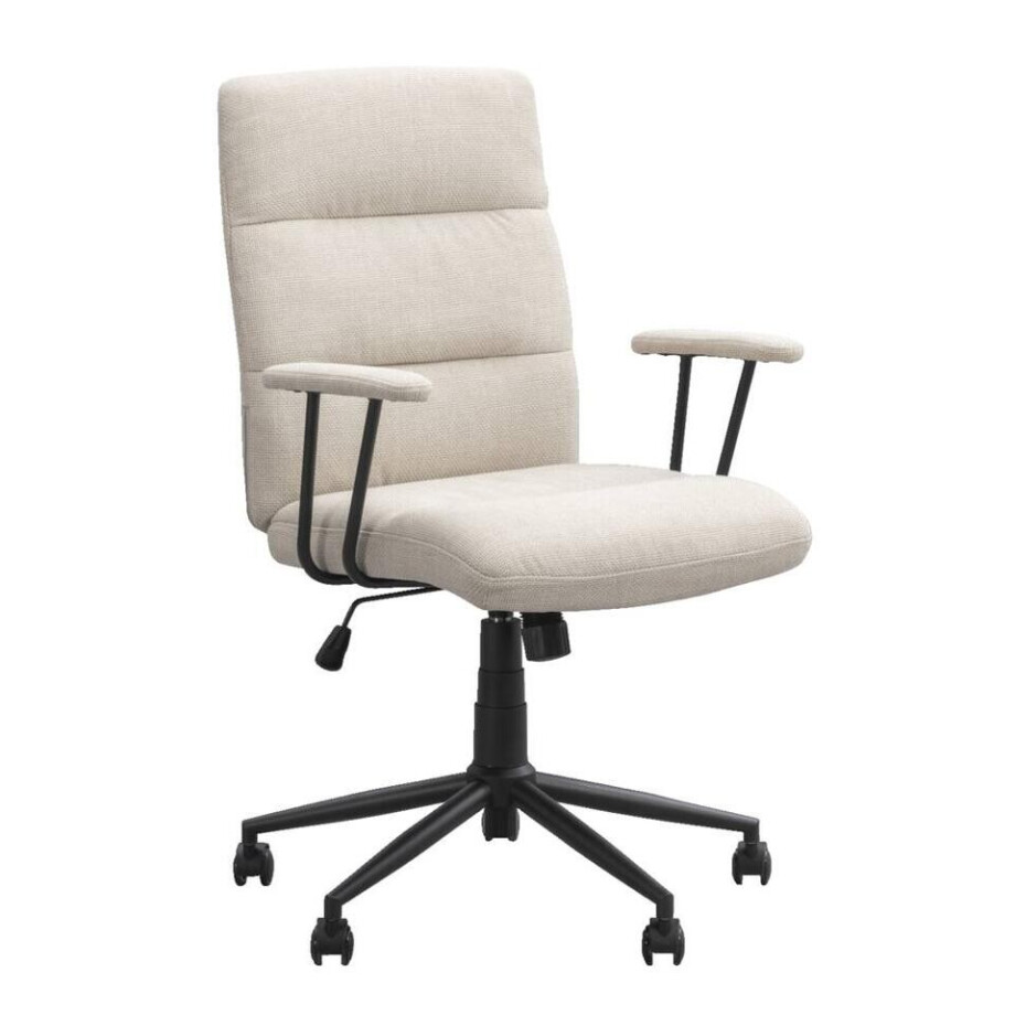 Leen Bakker - Bureaustoel Phil - Stof - Beige - 64x65x106 Cm afbeelding 1