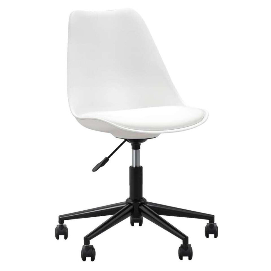 2e Halve Prijs Leen Bakker - Bureaustoel Senja - Kunststof - Zwart Metaal - Metaal/Kunststof - Wit afbeelding 1