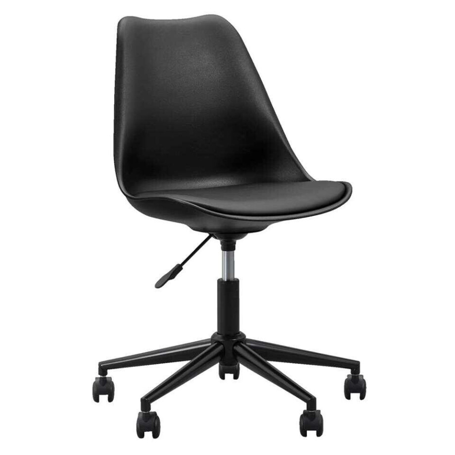 2e Halve Prijs Leen Bakker - Bureaustoel Senja - Kunststof - Metaal - Metaal/Kunststof - Zwart afbeelding 1