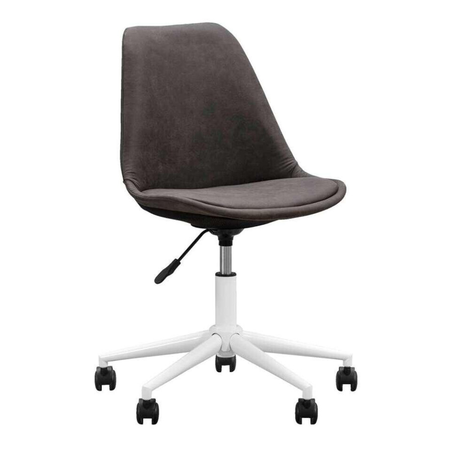 Leen Bakker - Bureaustoel Senja - Stof- Antraciet - Wit Metaal - Metaal/Stof - Grijs afbeelding 1