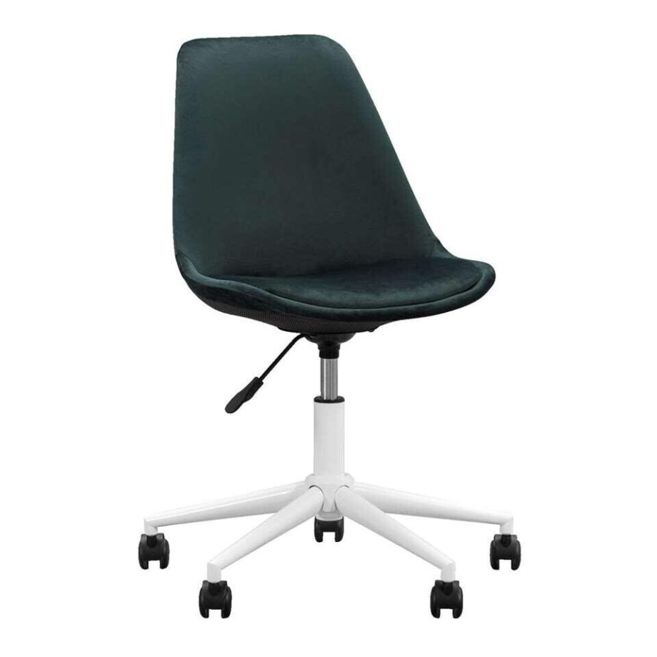 Leen Bakker - Bureaustoel Senja - Velvet - Wit Metaal - Metaal/Velvet - Groen afbeelding 1