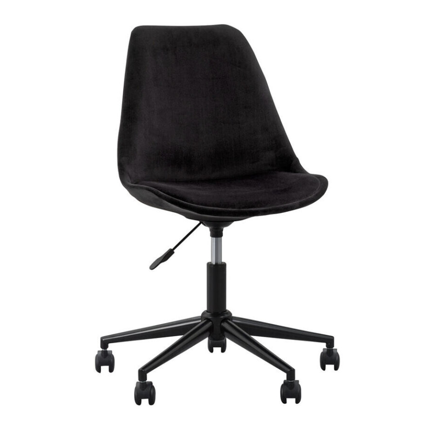 Leen Bakker - Bureaustoel Senja - - Metaal - Velvet - Zwart - 54x84x45 Cm afbeelding 1