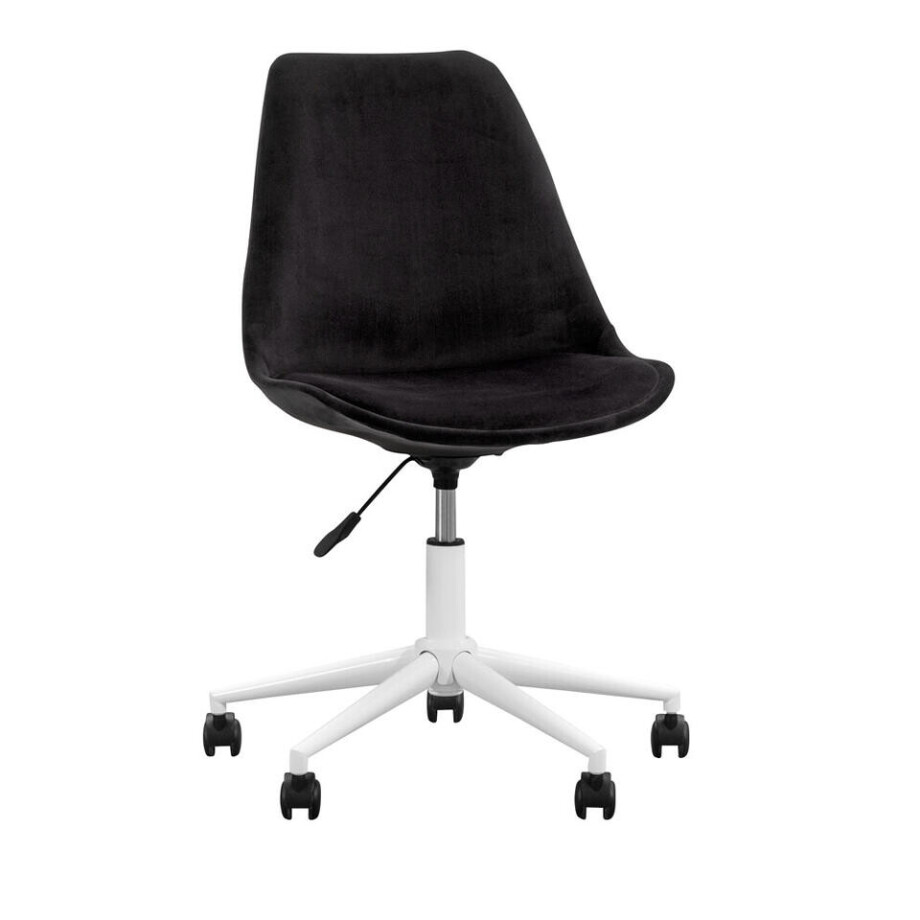 2e Halve Prijs Leen Bakker - Bureaustoel Senja - Zwart - Wit Metaal - Velvet - Wit#Zwart - 65x65x87.5 Cm afbeelding 1