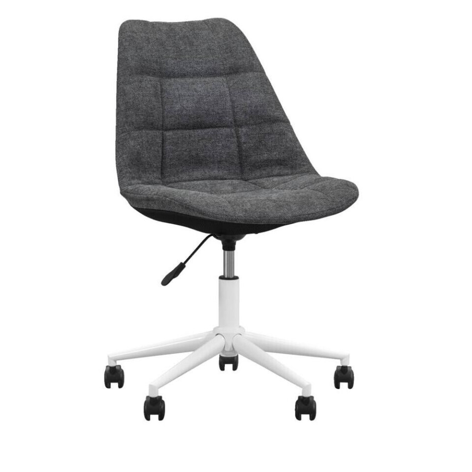 2e Halve Prijs Leen Bakker - Bureaustoel Senja - Geblokt Antraciet - Wit Metaal - Stof - Grijs - 65x65x87.5 Cm afbeelding 1