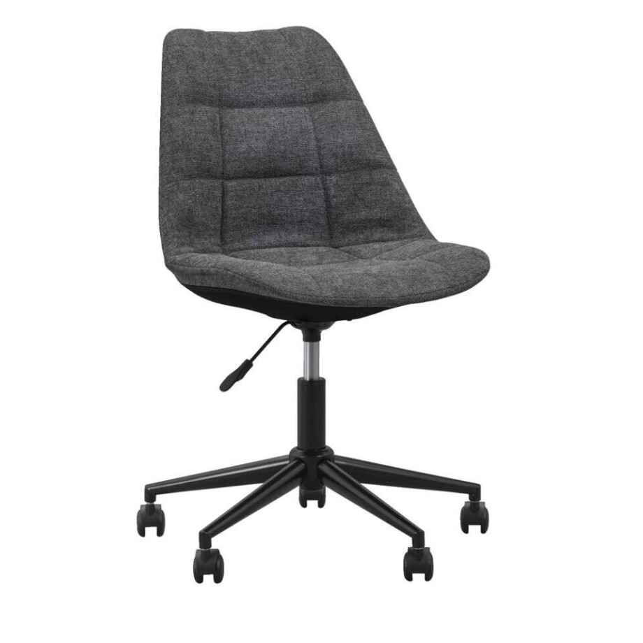 1+1 Gratis Leen Bakker - Bureaustoel Senja - Geblokt Antraciet - Zwart Metaal - Stof - Grijs - 65x65x87.5 Cm afbeelding 1