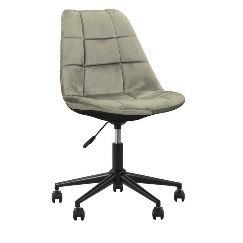 1+1 Gratis Leen Bakker - Bureaustoel Senja - Geblokt - Zwart Metaal - Velvet - Groen - 65x65x87.5 Cm afbeelding 1