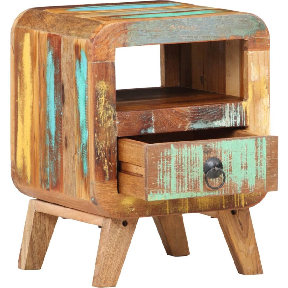 vidaXL Nachtkastje 30x30x41 cm massief gerecycled hout afbeelding 1
