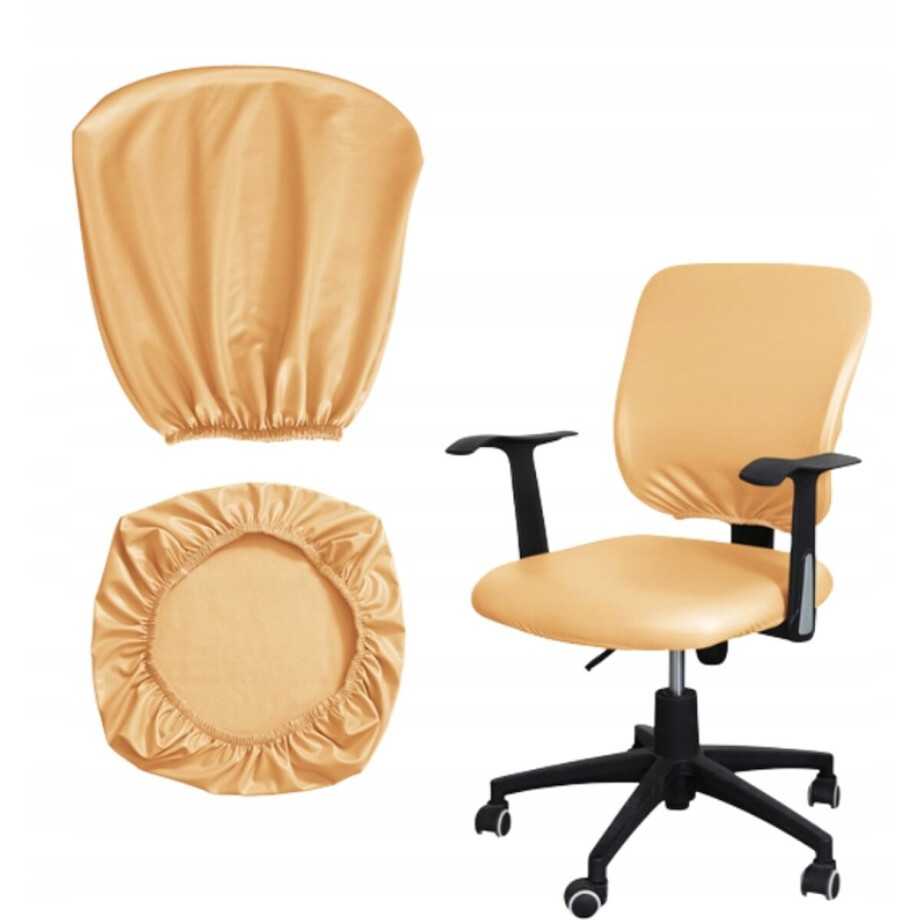 Stoelhoes Bureaustoel Kunstleer Beige 2-delig Stoelhoes Bureaustoel Kunstleer Beige 2-delig afbeelding 1