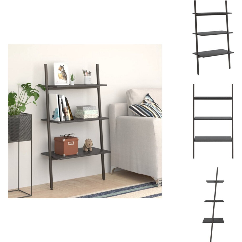 vidaXL Ladderrek - Ladderrrekken - Boekenrek - Boekenkast - Ladderrek met 3 schappen 64x34x116 cm zwart vidaXL Ladderrek - Ladderrrekken - Boekenrek - Boekenkast - Ladderrek met 3 schappen 64x34x116 cm zwart afbeelding 1